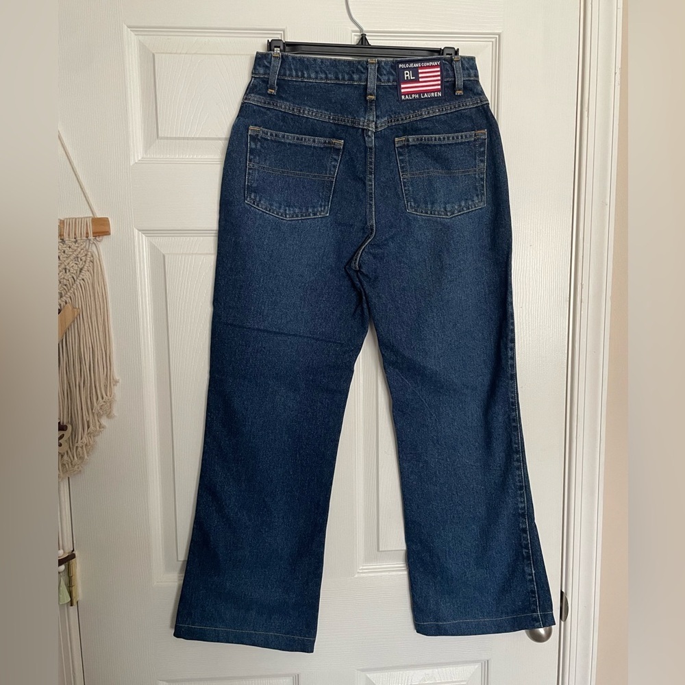 Vintage Ralph Lauren Women’s 6x31 Dark Blue Flare-Wide Leg Jeans 100% Cotton